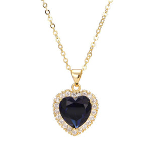 AILUOR Titanic Heart of the Ocean Necklace, Gold Plated Blue Sapphire Crystal Necklace Pendants Jewelry Valentines Mother's Day 