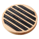 Ujeavette 2Xround Wooden Jewelry Showcase Ring Display Tray Organizer Black Leather