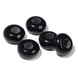 2TTFishoo 15PCS Big Hole Natural Stone Beads Gemstone for Jewelry Making,Rondelle European Loose Beads for DIY Making,Black Agat