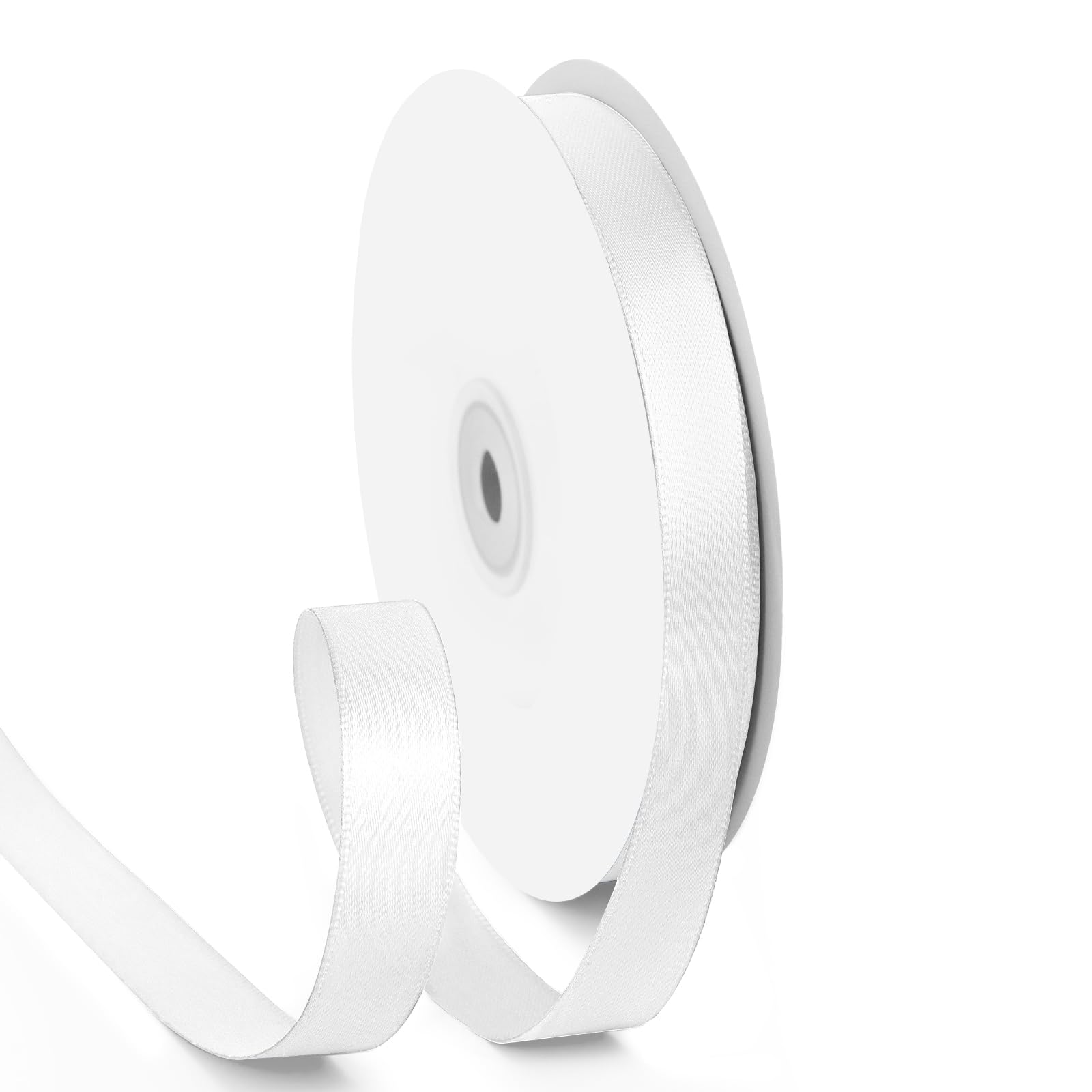 HimBen Double Faced White Ribbon 50 Yards, 5/8 inch White Stain Ribbon for Gift Wrapping, Flower Bouquet, Weddings Party Invitat