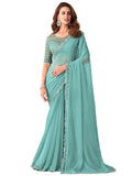Satrani Womens Pure Chiffon Saree (2992S2673N_Light Blue)