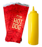 Hot Dog Foil Bag and Yellow Mustard Squeeze Bottle, 12oz (50)
