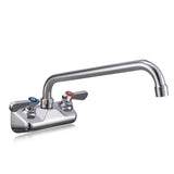 Phivan Commercial Sink Faucet 4 Inch Center Wall Mount Bar Sink Faucet 2 Hole Brass Constructed with 12 Swivel Spout 3 Compartme