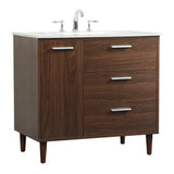 Elegant Decor Baldwin 36 Solid Wood And Mdf Bathroom Vanity In Walnut