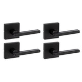 Kwikset Halifax Interior Passage Door Handle, Lever for Closet and Hallway Doors, Reversible Non-Locking Handle Lever, Matte Bla