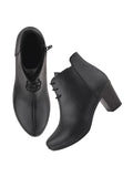 Shoetopia Women'S Black Leather Ankle Booties With Block Heel And Lace-Up Closure Stylish Mid-Heel Dress Boots For Office & Casual Eu37,Black,4,B0DNXP9CFY