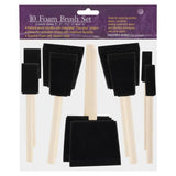 Creative Mark Artist Foam Paint Brushes Assorted Sizes 10Pack Set for Painting Wood Handle Wedge Shaped Paintbrush Kit 2 Ea