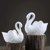 White Ceramic Flowerpot, Swan Flowerpot, Succulent Flowerpot, Medium Temperature Porcelain, Can Be Used As Candle Holder (Pack O