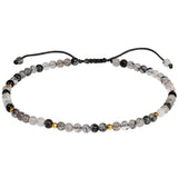 Jewever Black Rutilated Quartz Anklet Bracelet for Women crystals and healing stones Essential Oil Diffuser Beach Foot Beaded Ad