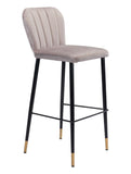 Zuo Modern Manchester Bar Chair (Set Of 2), Gray, Black & Gold
