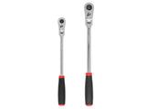 TEKTON 3/8, 1/2 Inch Drive Flex Head Quick-Release Comfort Grip Long Ratchet Set, 2-Piece (12, 14 in.) | SRH99302