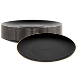 Restaurantware Moderna 7.5 Inch Premium Disposable Plates 40 Durable Plastic Plates For Parties - Gold-rimmed Heavy-duty Black P