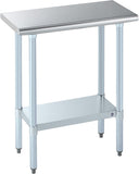 ROCKPOINT Stainless Steel Table for Prep & Work 14x30 Inches, NSF Metal Commercial Kitchen Heavy Duty Table with Adjustable Unde