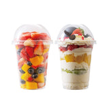 botogift 12 oz Clear Plastic Cups with Lids, Parfait Cups with Dome Lids(25 Sets), Dessert Cups with Dome Lids(NO HOLE), Disposa