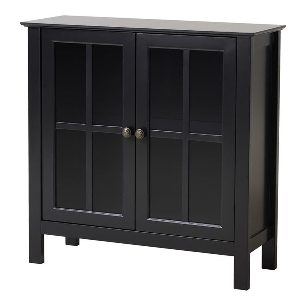 American Furniture Classics 22601 Glass Door Cabinet, Painted Black