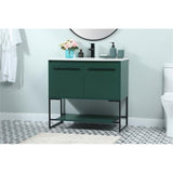 Elegant Decor Sloane 36 Mdf And Steel Single Bathroom Vanity In Green