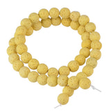 Natural Stone Beads for Jewelry Making Round Smooth Genuine Yellow Volcanic Lava Gemstone Loose Energy Healing Beads for Necklac