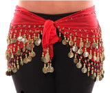 Kavitaenterprise Belly Dance Belt Hip Scarf Waistband Belt Color Beed Golden Coins Pattern: Embroidered Cloth (Red)