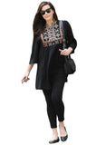 Anni Designer Women'S Tunics Tops Rayon Viscose Embroidered Short Top For Women (Belliza Black_S_Black_Small),Black,S,,,