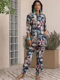 Libas Womens Printed Silk Blend Co-Ord Set For Women Blue Xs 39034