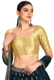 Soch Womens Gold Zari Embroidered Art Silk Padded Blouse with Sequins