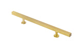 Lew's Hardware Bar Series 31-108 Solid Brushed Brass Cabinet Knobs and Pulls (10 Centers/14 Overall)