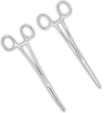 ADROIT 8 (20.3 cm) Stainless Steel Hemostat Forceps Set | Curved & Straight Designs | Adjustable Grip | Utility Grade Tool | Mul