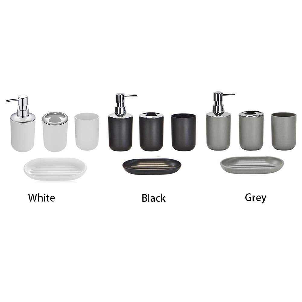 Bathroom Accessories Set, 4pcs White Bathroom Accessories, Bathroom Set, Bath Accessory Completes with Toothbrush Holder, Toothb