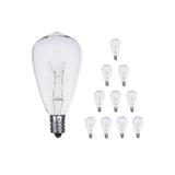 CHYParty 10 Pack ST38 Replacement Bulbs, 5W Edison Bulbs E12 Candelabra Base, Warm White Clear Glass Waterproof Incandescent for