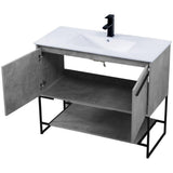 Elegant Decor Gerard 40 Single Porcelain Top Bathroom Vanity In Concrete Gray
