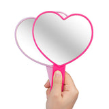 TOPYHL 2PCS Heart-Shaped Makeup Hand Mirror,Travel Handheld Mirror Portable Personal Cosmetic Mirror with Handle (Rose red)