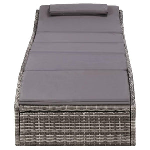 Vidaxl Poly Rattan Sunbed With Adjustable Backrest And Cushion, Gray - Durable, Weather-Resistant Outdoor Furniture For Patio, Poolside, Balcony, Camping Site