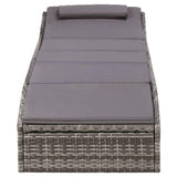 Vidaxl Poly Rattan Sunbed With Adjustable Backrest And Cushion, Gray - Durable, Weather-Resistant Outdoor Furniture For Patio, Poolside, Balcony, Camping Site