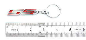 Aimoll 1pc Chrome Finish Super Sport SS Key Chain Fob Ring Keychain for Chevrolet Chevy (Chrome Red)