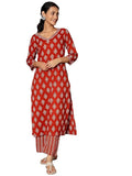 Libas Womens Printed Cotton Straight Kurta With Palazzos