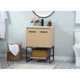 Elegant Decor Sloane 24 Mdf And Steel Single Bathroom Vanity In Maple
