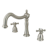 Kingston Brass Ks1348Bx Heritage Roman Tub Filler With Metal Cross Handle, Brushed Nickel