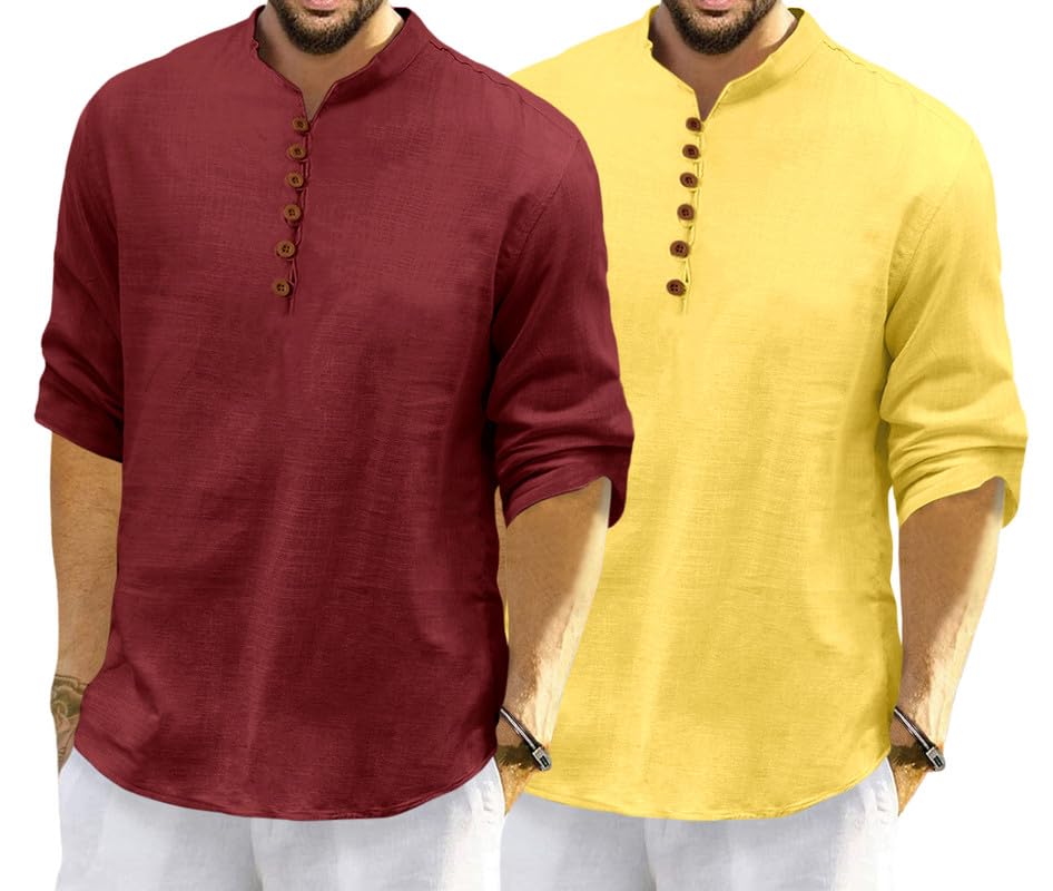 Royalscout Men'S Cotton Polyester Blend Solid Regular Fit Full Sleeve Short Kurta | Ethnic, Lightweight Summer Kurta For Daily &