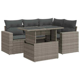 vidaXL 5 Piece Patio Sofa Set with Cushions Gray Poly Rattan