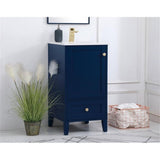 Elegant Decor Sommerville 18 Steel And Wood Single Bathroom Vanity In Blue