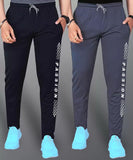 LookMark Men's Combo Slim Fit Solid Lycra Blend Full Elastic Sport Wear Running Gym Stretchable Jogger Track Pant in Black & Grey Color(Track 05 Black-Track 05 Grey-XL),Black-Grey