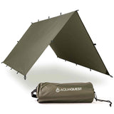 AquaQuest Defender Tarp - Heavy-Duty Waterproof (20,000 mm) Seam-Taped Rain Fly for Camping, Bushcraft & Survival - 20 13 Olive