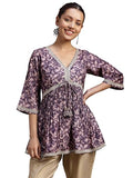 Libas Womens Printed Silk Blend A-Line Kurti For Women
