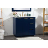 Elegant Decor Blake 36 Aluminum Alloy Mdf Single Bathroom Vanity In Blue