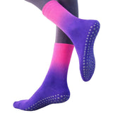Xfyt Flowfade Grip Socks For Women | AntiSlip Yoga & Pilates Socks | Soft Stretch MidCrew Socks For Gym & Home Workouts (Cosmi