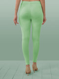 Lyra Women Solid Premium Cotton Ankle Length Leggings | Mid-Waist | Fashionwear Pista Green L