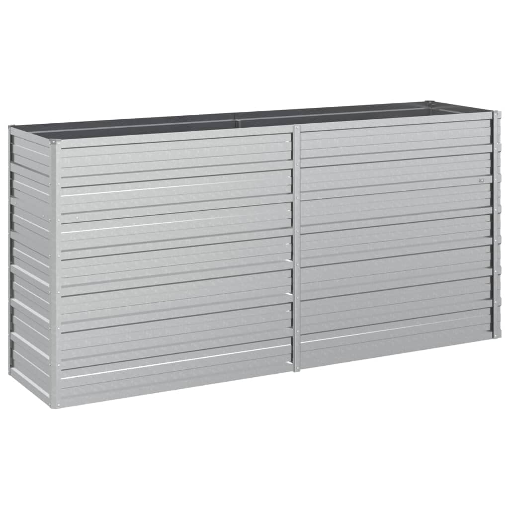 'Vidaxl Raised Garden Bed In Silver - Sturdy Galvanized Steel - Suitable For Outdoor Use, Ideal For Plants & Herbs - 160X40X77 Cm
