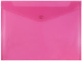 JAM PAPER Plastic Envelopes with Snap Closure - Letter Booklet - 9 3/4 x 13 - Fuchsia Pink - 3/Pack