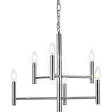 Living District Carmella 6-Light Mid-Century Metal Pendant In Chrome