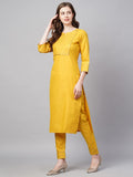 Gosriki Women'S Cotton Straight Kurta With Pant & Dupatta (Kptd-Cot-10069-Mustard_M-Go_Yellow_Medium),Yellow,,B09P4188KL